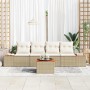 Conjunto de sofá de jardín con cojín 5 pcs Beige Poliratán