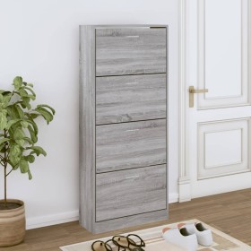 Sonoma gray plywood shoe cabinet 63x24x147 cm by vidaXL, Shoe racks and shoe organizers - Ref: Foro24-342548, Price: 132,52 €...