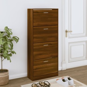 Schuhschrank aus furniertem Holz in Eichenbraun, 63x24x147 cm. von vidaXL, Schuhregale und Schuhorganisatoren - Ref: Foro24-3...