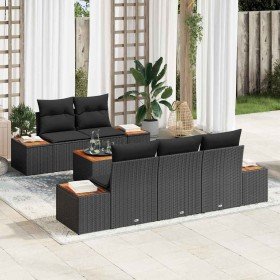 Conjunto de sofá de jardín con cojín 6 pcs Negro Poliratán en Conjuntos de jardín | Comprar online en Foro24