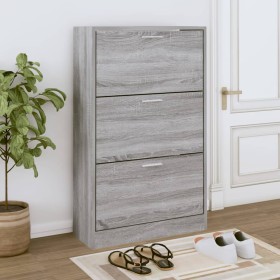 Mueble zapatero madera contrachapada gris Sonoma 6