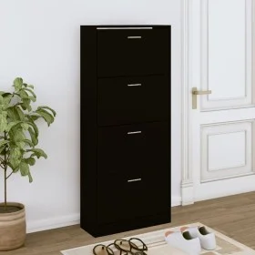 Sperrholz Schuhschrank schwarz 63x24x147 cm von vidaXL, Schuhregale und Schuhorganisatoren - Ref: Foro24-342544, Preis: 144,0...