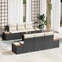 Conjunto de sofá de jardín con cojín 7 pcs Negro Poliratán