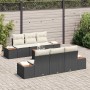 Conjunto de sofá de jardín con cojín 7 pcs Negro Poliratán