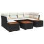 Conjunto de sofá de jardín con cojín 6 pcs Negro Poliratán