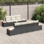 Conjunto de sofá de jardín con cojín 8 pcs Negro Poliratán