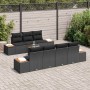 Conjunto de sofá de jardín con cojín 8 pcs Negro Poliratán