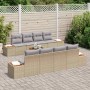 Conjunto de sofá de jardín con cojín 9 pcs Beige Poliratán