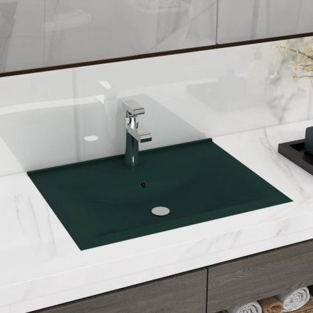 Luxuswaschbecken mit dunkelgrünem Keramikhahn 60x46 cm von vidaXL, Sinkt - Ref: Foro24-147025, Preis: 96,99 €, Rabatt: %