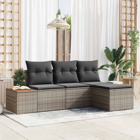 Conjunto de sofá de jardín 4 pcs Gris 184 x 62 x 85 cm