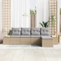 Conjunto de sofá de jardín con cojín 5 pcs beige y gris claro