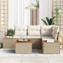 Conjunto de sofá de jardín con cojín 5 pcs beige y crema