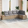 Conjunto de sofá de jardín con cojín 5 pcs beige y gris claro