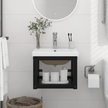 Bathroom structure with built-in black iron sink by vidaXL, bathroom vanities - Ref: Foro24-3101382, Price: 142,94 €, Discoun...