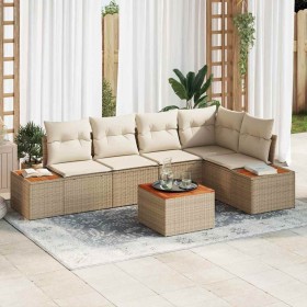 Conjunto de sofá de jardín con cojín 6 pcs beige y crema