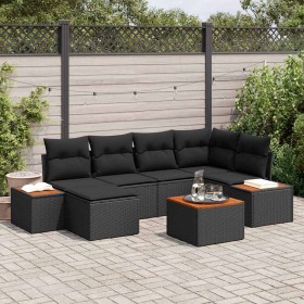 Conjunto de sofá de jardín 7 pcs Negro 264 x 154 x 85 cm