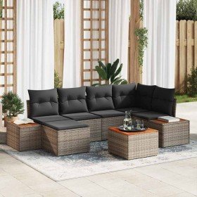 Conjunto de sofá de jardín 7 pcs Gris 264 x 154 x 85 cm