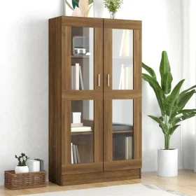 Vitrine aus braunem Eichensperrholz, 82,5 x 30,5 x 150 cm von vidaXL, Bücherregale und Regale - Ref: Foro24-815119, Preis: 14...