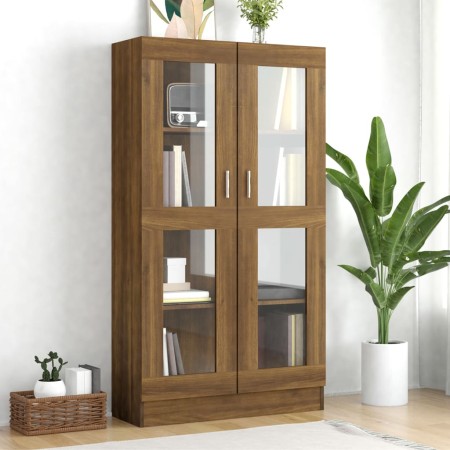 Vitrine aus braunem Eichensperrholz, 82,5 x 30,5 x 150 cm von vidaXL, Bücherregale und Regale - Ref: Foro24-815119, Preis: 14...