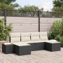 Conjunto de sofá de jardín 6 pcs Negro y crema 184 x 62 x 85 cm