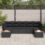 Conjunto de sofá de jardín 7 pcs Negro 289 x 154 x 85 cm