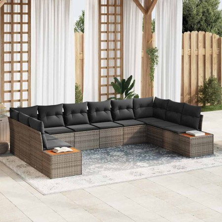 Conjunto de sofá de jardín 10 pcs Gris 344 x 209 x 85 cm