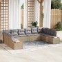 Conjunto de sofá de jardín con cojín 10 pcs beige y gris claro