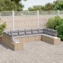 Conjunto de sofá de jardín con cojín 10 pcs beige y gris claro