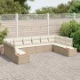 Conjunto de sofá de jardín con cojín 10 pcs beige y crema