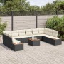 Conjunto de sofá de jardín con cojín 11 pcs Negro y crema