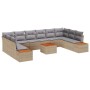 Conjunto de sofá de jardín con cojín 11 pcs beige y gris claro