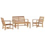 Conjunto de sofá de jardín 4 pcs Natural Madera de teca maciza
