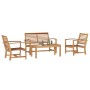 Conjunto de sofá de jardín 4 pcs Natural Madera de teca maciza