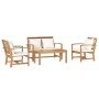 Conjunto de sofá de jardín 4 pcs Natural Madera de teca maciza