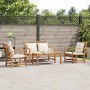 Conjunto de sofá de jardín 4 pcs Natural Madera de teca maciza