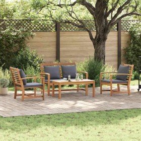 Conjunto de sofá de jardín 4 pcs Natural Madera de teca maciza