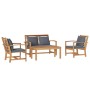 Conjunto de sofá de jardín 4 pcs Natural Madera de teca maciza