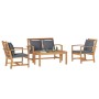 Conjunto de sofá de jardín 4 pcs Natural Madera de teca maciza