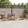Conjunto de sofá de jardín 4 pcs Natural Madera de teca maciza