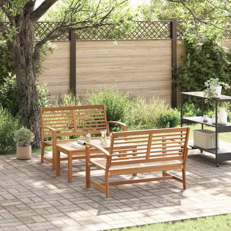 Conjunto de sofá de jardín 3 pcs Natural Madera de teca maciza