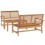Conjunto de sofá de jardín 3 pcs Natural Madera de teca maciza