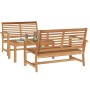 Conjunto de sofá de jardín 3 pcs Natural Madera de teca maciza