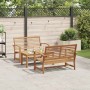 Conjunto de sofá de jardín 3 pcs Natural Madera de teca maciza