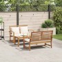 Conjunto de sofá de jardín 3 pcs Natural Madera de teca maciza