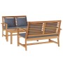 Conjunto de sofá de jardín 3 pcs Natural Madera de teca maciza