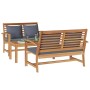Conjunto de sofá de jardín 3 pcs Natural Madera de teca maciza