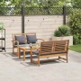 Conjunto de sofá de jardín 3 pcs Natural Madera de teca maciza