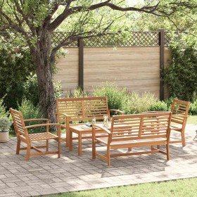 Conjunto de sofá de jardín 5 pcs Natural Madera de teca maciza