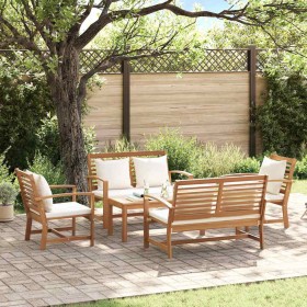 Conjunto de sofá de jardín 5 pcs Natural Madera de teca maciza