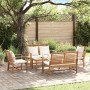 Conjunto de sofá de jardín 5 pcs Natural Madera de teca maciza